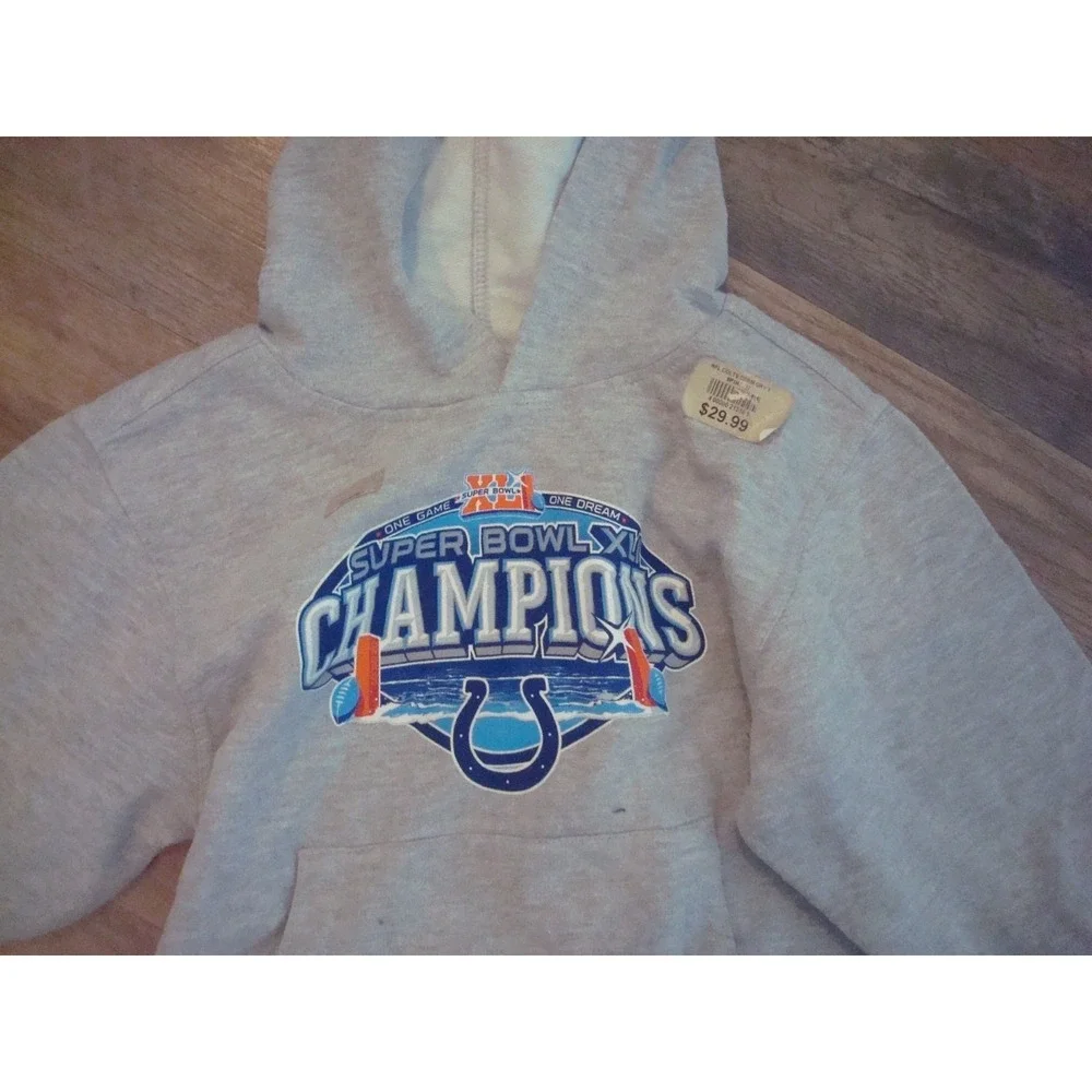 YOUTH- SMALL INDIANAPOLIS‎ COLTS HOODIE SUPER BOWL DEADSTOCK  VINTAGE TT2